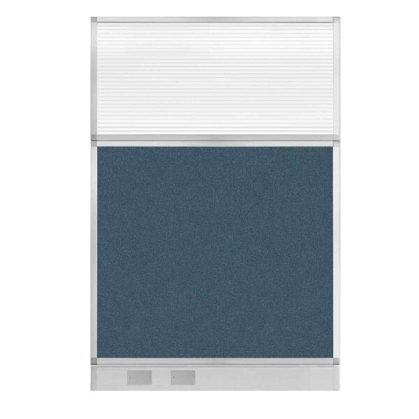 Hush Panel Cubicle Partition 4' x 6' W/ Window Caribbean Fabric Clear Fluted Window W/Cable Channel